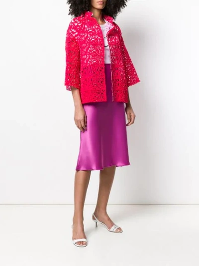 Shop Gianluca Capannolo Floral Laser Cut Jacket In Red