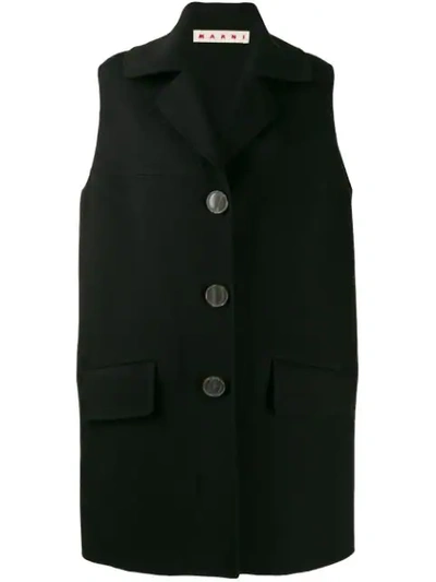 Shop Marni Sleeveless Midi Coat In Black