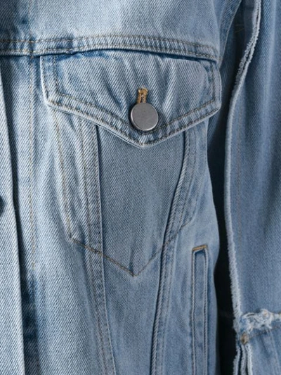 Shop Rokh Split Sleeve Denim Jacket - Blue