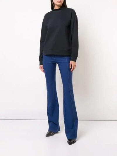 Shop Derek Lam 10 Crosby Ribbed Mock Neck Collar Sweatshirt - Blue