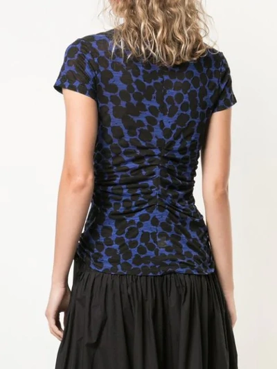 Shop Proenza Schouler Painted Dot Cinched Short Sleeve T-shirt In Blue