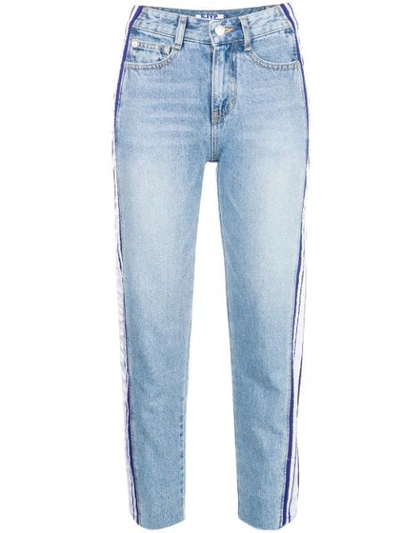 Shop Sjyp Side Stripe Jeans In Blue