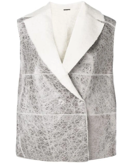 Shop Fabiana Filippi Shearling Waistcoat In Grey