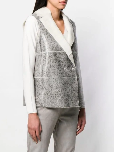 Shop Fabiana Filippi Shearling Waistcoat In Grey