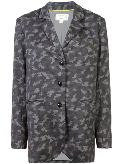 Shop Nicole Miller Camouflage Boyfriend Blazer In Grey