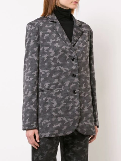 Shop Nicole Miller Camouflage Boyfriend Blazer In Grey
