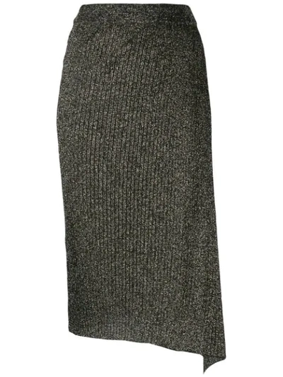 Shop Pinko Ribbed Knit Skirt In Black