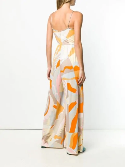 Shop Emilio Pucci Acapulco Print Crystal Embroidered Jumpsuit In Neutrals