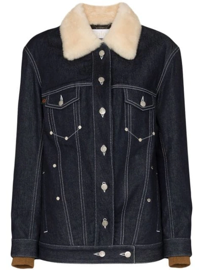 CHLOÉ SHEARLING COLLAR DENIM JACKET - 蓝色