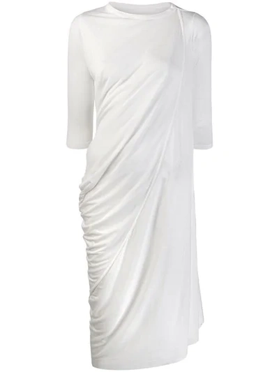 Shop Rick Owens Draped Midi Dress In White