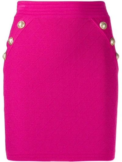 Shop Balmain Diamond Quilted Mini Skirt In Pink