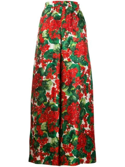 Shop Dolce & Gabbana Floral Palazzo Trousers In Red