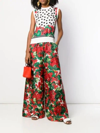 Shop Dolce & Gabbana Floral Palazzo Trousers In Red
