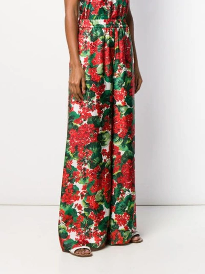 Shop Dolce & Gabbana Floral Palazzo Trousers In Red