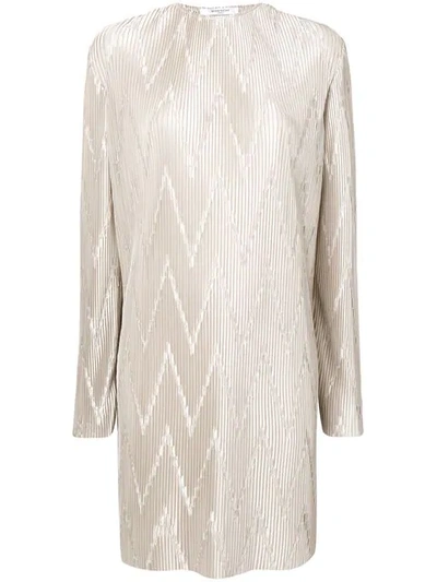 Shop Givenchy Micro Pleated Dress In Grey