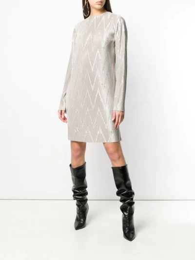 Shop Givenchy Micro Pleated Dress In Grey