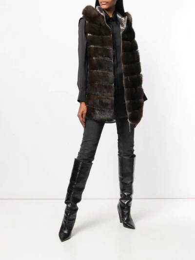 Shop Liska Padded Fur Waistcoat In Braun