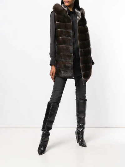 LISKA PADDED FUR WAISTCOAT - 棕色