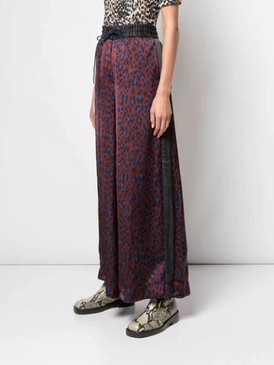 Shop Sacai Leopard Print Palazzo Pants In Multicolour