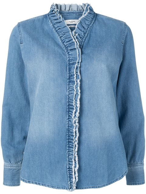 Isabel Marant Étoile Nawendy Ruffle-trimmed Denim Shirt In Blue | ModeSens