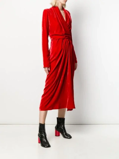 Shop Rick Owens Velvet Wrap Dress In Red
