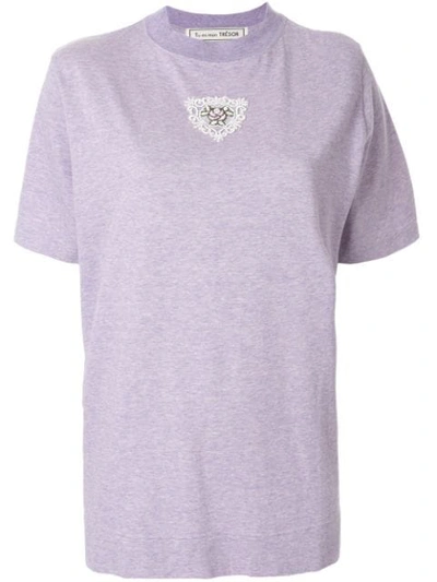 Shop Tu Es Mon Tresor Embroidered Short-sleeve T-shirt In Purple
