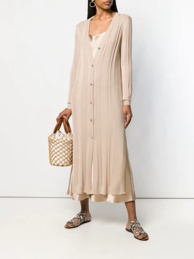 Shop Barrie Knitted Cardigan Midi Dress In 638 Beige