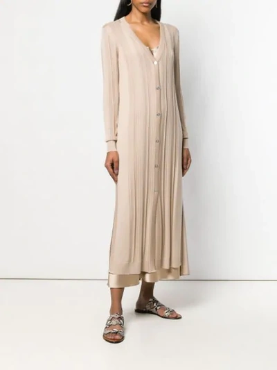 Shop Barrie Knitted Cardigan Midi Dress In 638 Beige