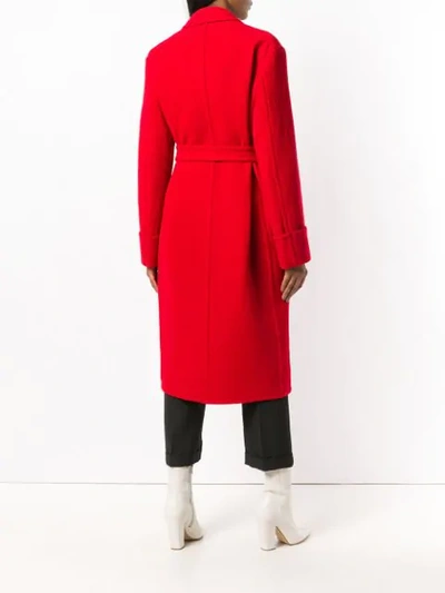 Shop Helmut Lang Belted Blanket Coat In Red