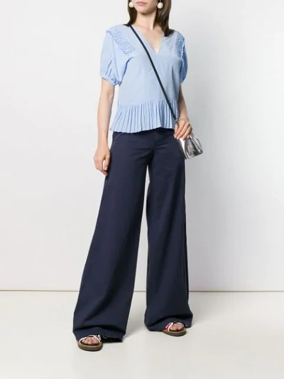 Shop Red Valentino Wide-leg Flared Trousers In 648 Oceano