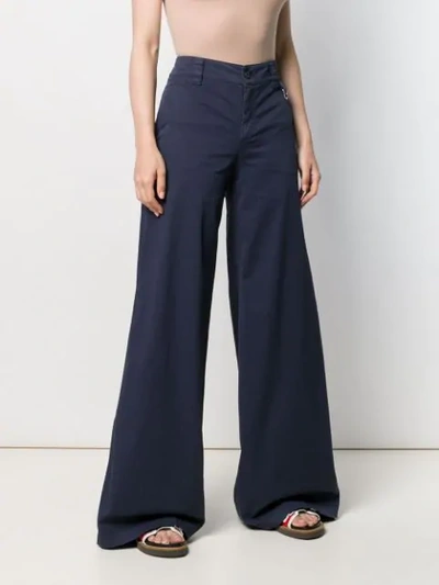 Shop Red Valentino Wide-leg Flared Trousers In 648 Oceano