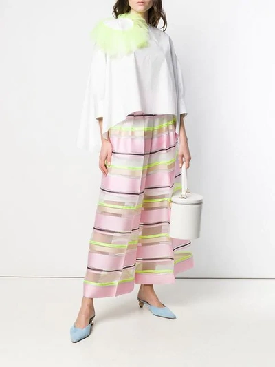 Shop Delpozo Striped Flare Trousers In Pink