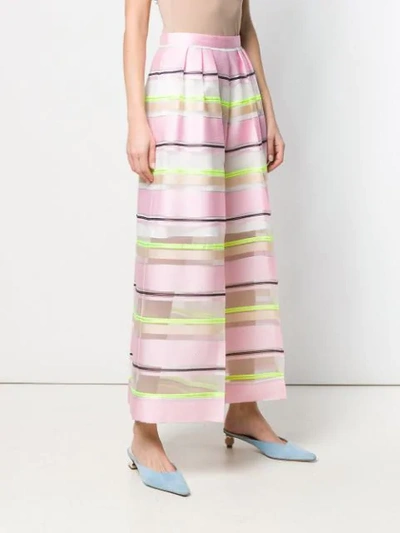 Shop Delpozo Striped Flare Trousers In Pink