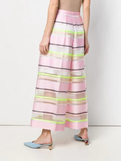 Shop Delpozo Striped Flare Trousers In Pink