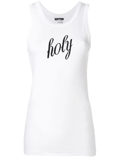 Shop Ann Demeulemeester Holy Embroidered Tank Top In White