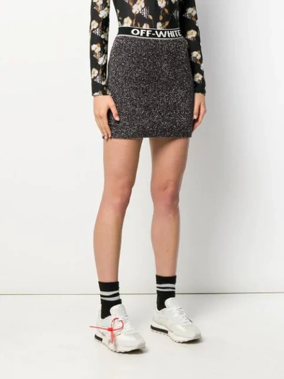 Shop Off-white Metallic Knitted Mini Skirt In Grey