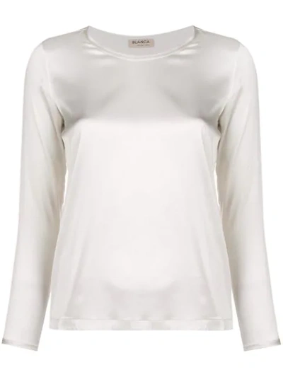 Shop Blanca Round Neck Blouse In White