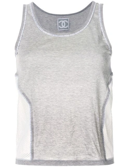 Pre-owned Chanel 2014 Mesh-panel Tank Top In Grey