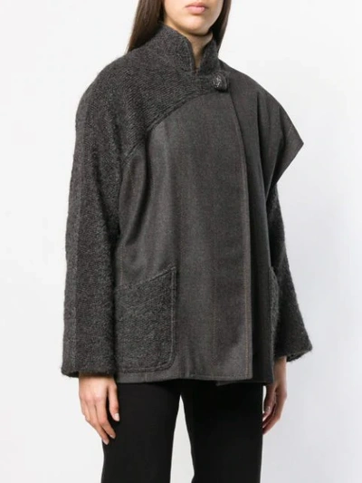 Shop Fendi Vintage Stitch Panelled Cape - Grey