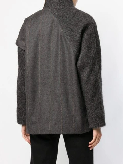 Shop Fendi Vintage Stitch Panelled Cape - Grey