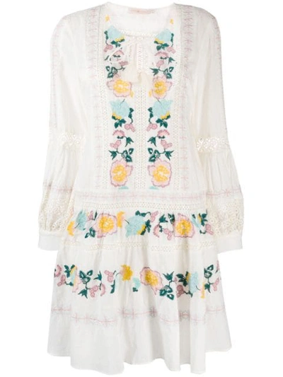 Shop Tory Burch Embroidered Detail Dress In 104 New Ivory/multi