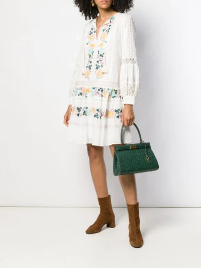Shop Tory Burch Embroidered Detail Dress In 104 New Ivory/multi