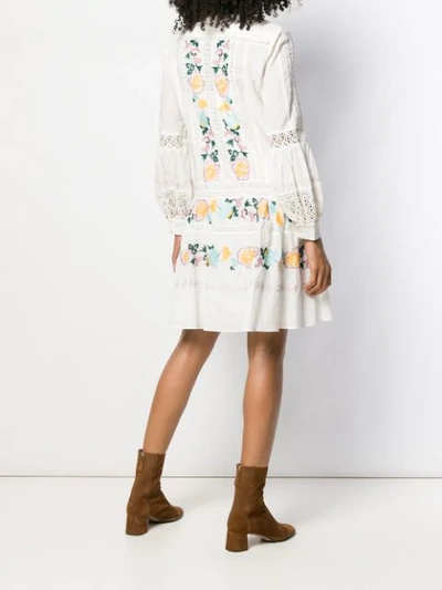 Shop Tory Burch Embroidered Detail Dress In 104 New Ivory/multi