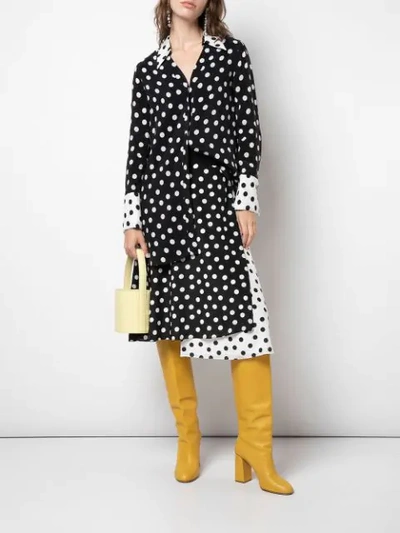 ALICE+OLIVIA HALIMA翻卷衣袖衬衫裙 - POLKA DOT BLK/SOFT WHITE COMBO