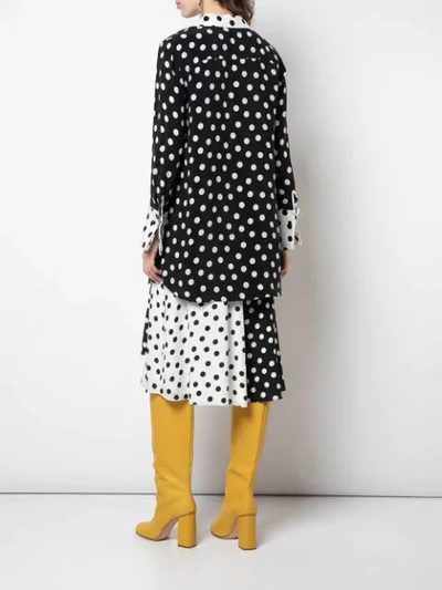 ALICE+OLIVIA HALIMA翻卷衣袖衬衫裙 - POLKA DOT BLK/SOFT WHITE COMBO