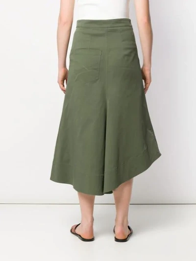 Shop Brunello Cucinelli Asymmetric Flared Skirt In Green