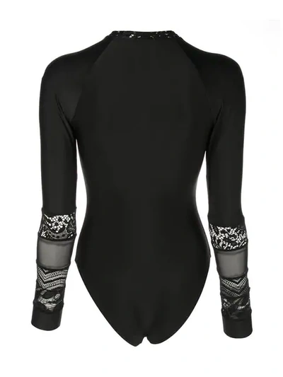 Shop Cynthia Rowley Lace Hepburn Surfsuit In Black