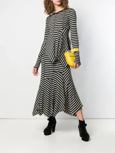 Shop Sonia Rykiel Asymmetric Striped Skirt In Black