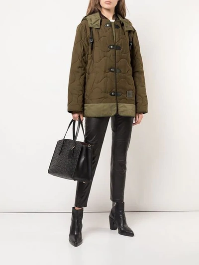 Shop Coach Quilted Military Coat In Green