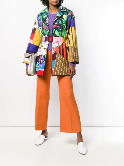 Shop Mary Katrantzou Patchwork Belted Coat In Yellow